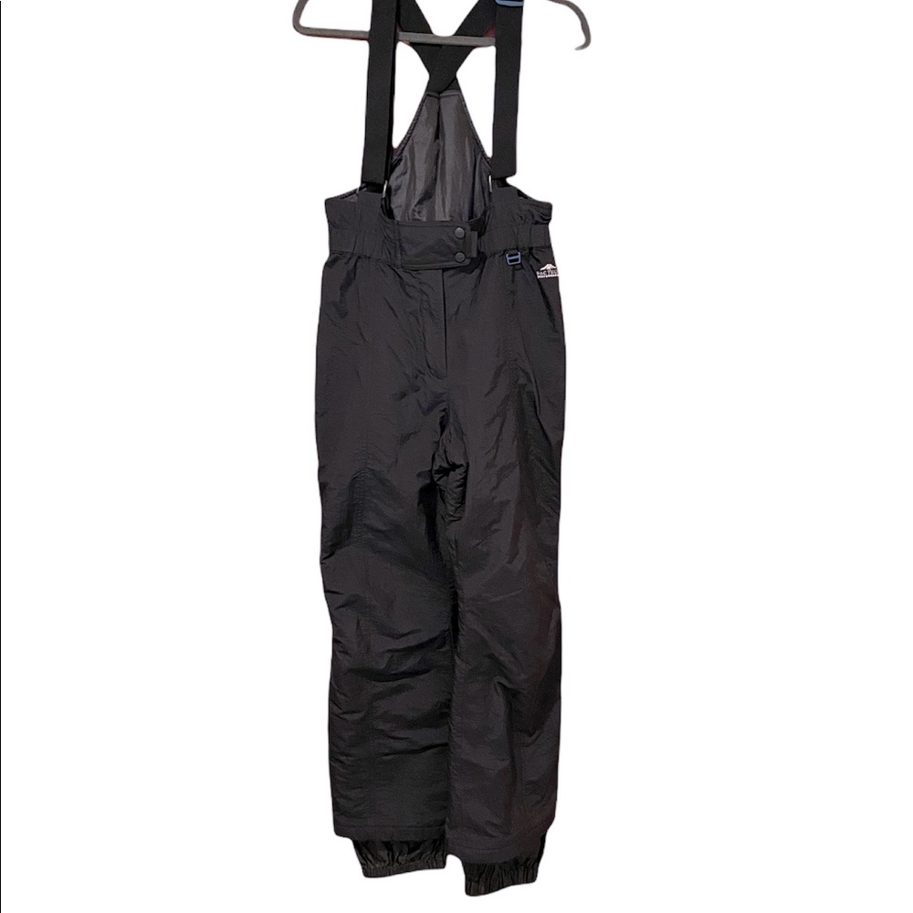 PAC TECH Vintage Snow Bibs Women Sz M. Black Lots of Pockets Snap/Zipper closure